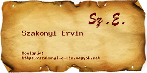 Szakonyi Ervin névjegykártya